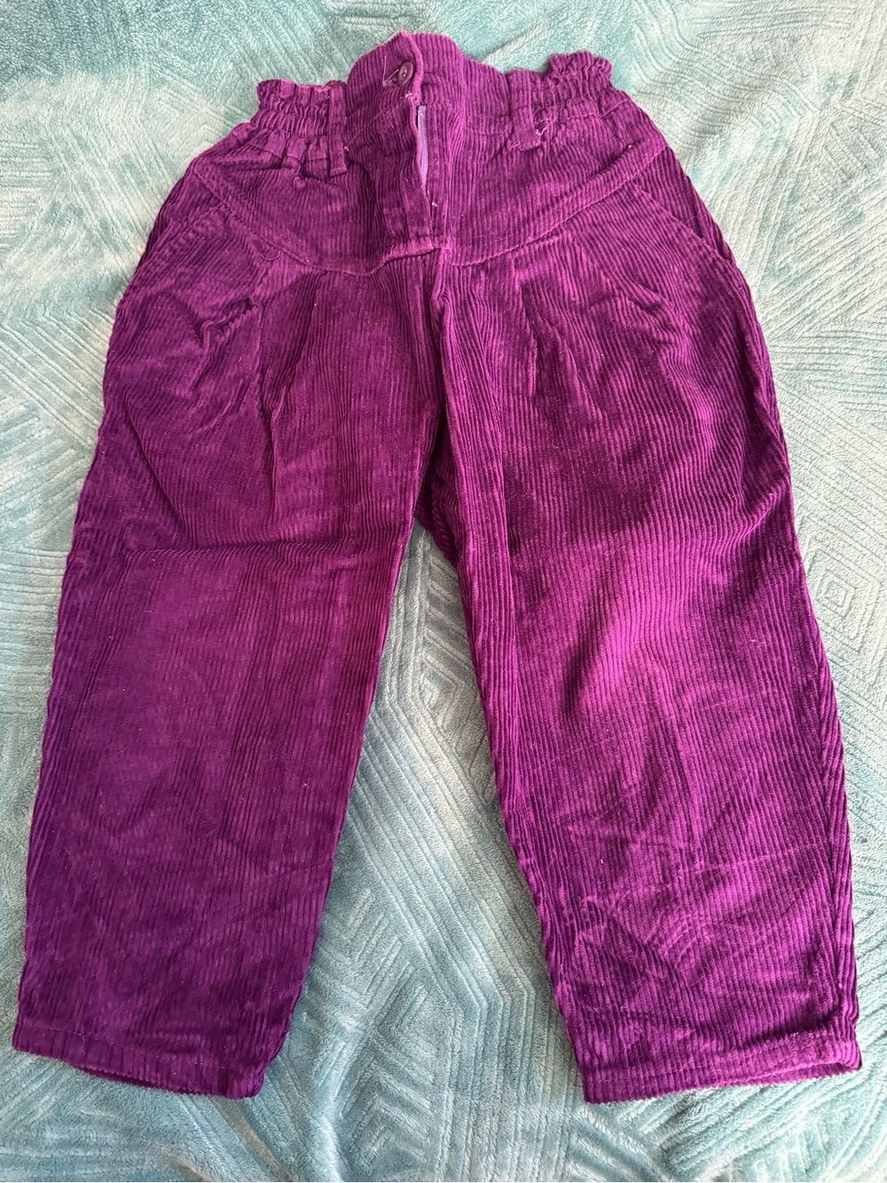 90s Kids Purple Corduroy Paperbag Waist Pants